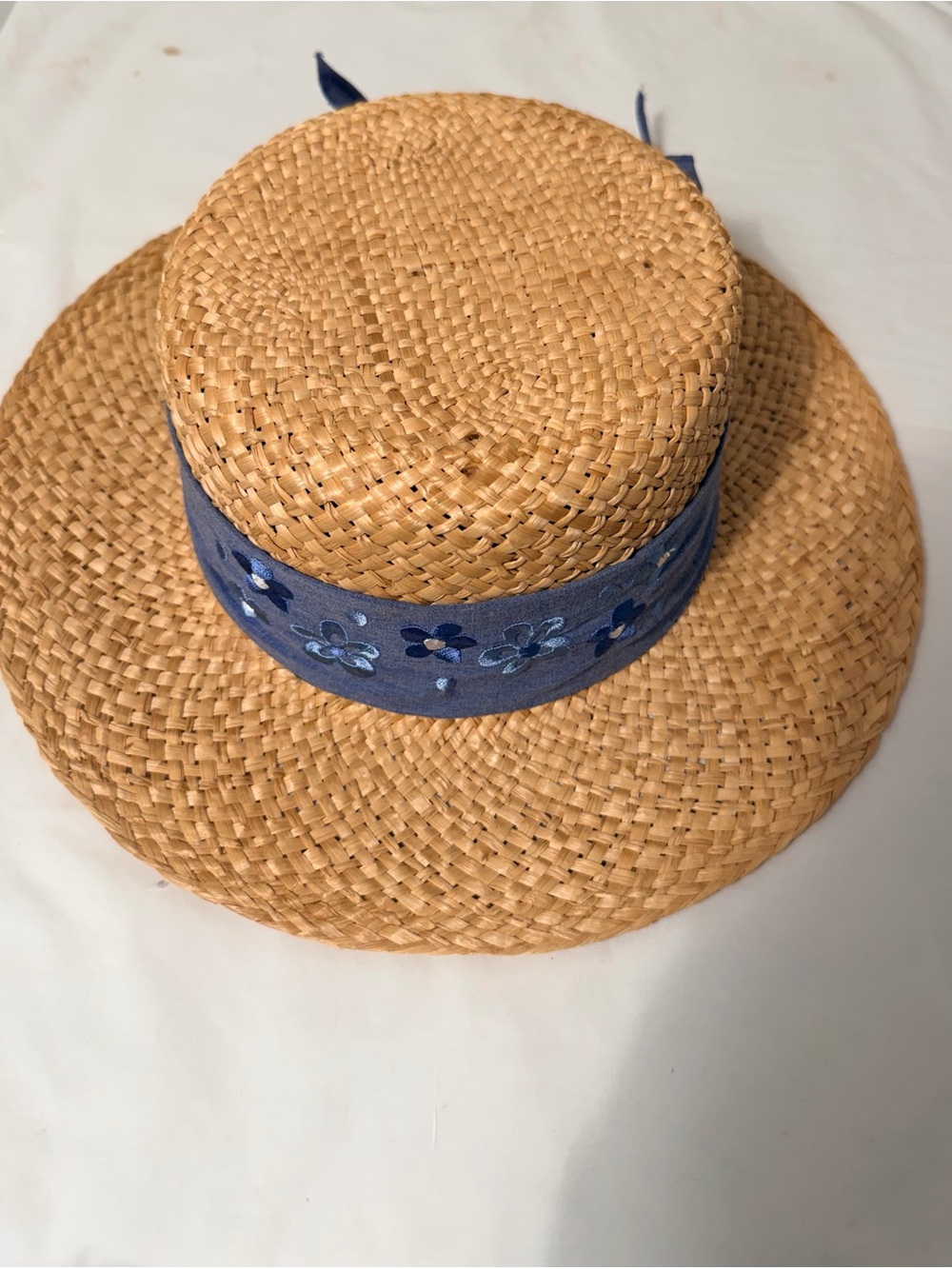 Cappelli Straworld Style Natural Straw Hat with Blue Floral Band